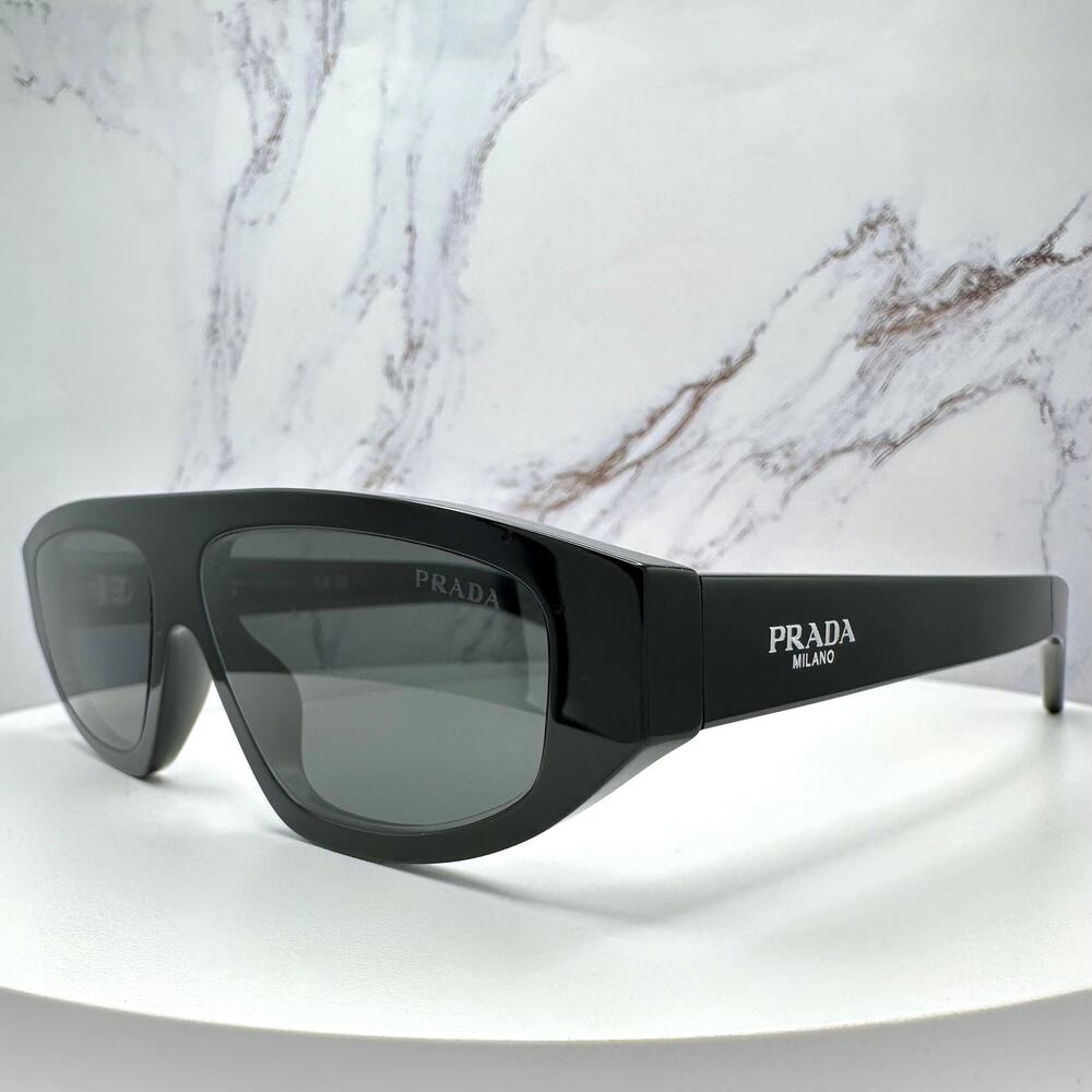 New PRADA Sunglasses Black Gray Lens 57-13-140 Authentic Prada - Picture 13 of 16